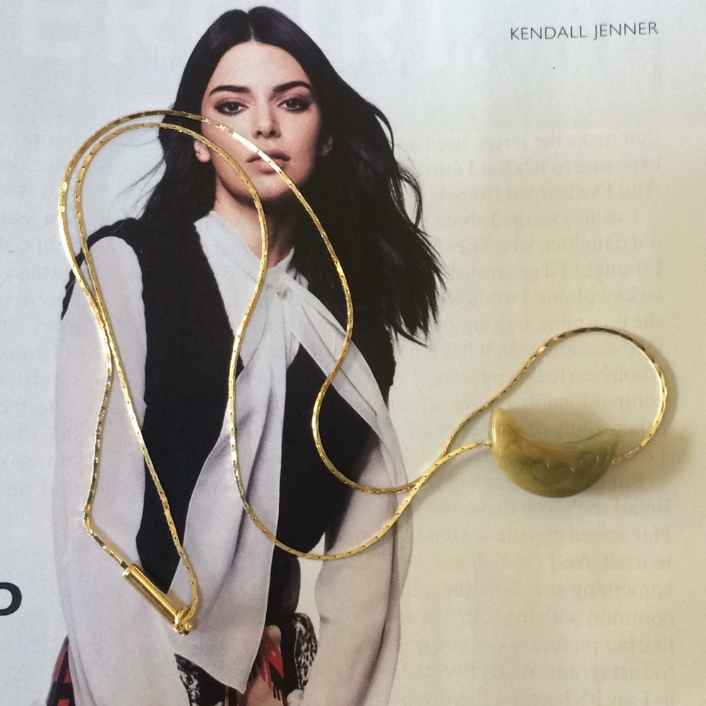 Vintage Jade  pendant with gold plated chain, new